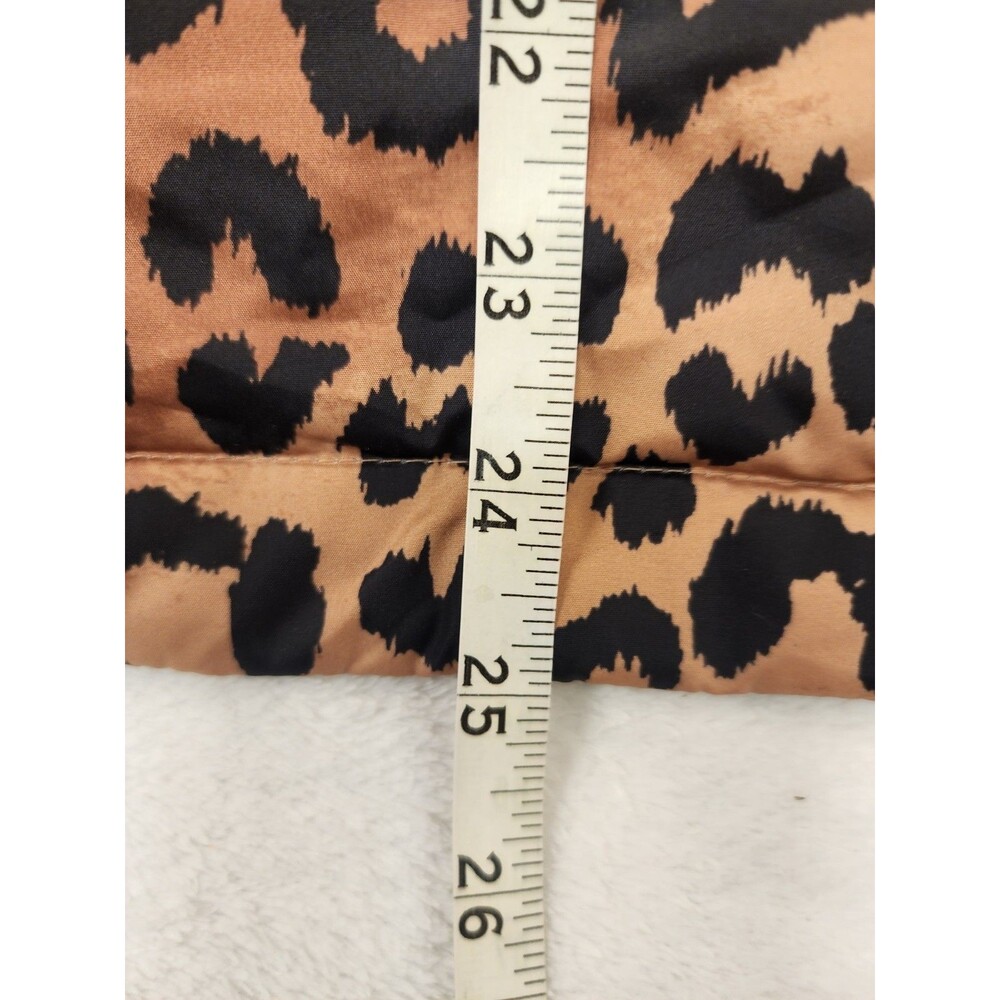 Lands End Down Puffer Vest Leopard Print Zip Jacket L Women 14-16 - Picture 7 of 7